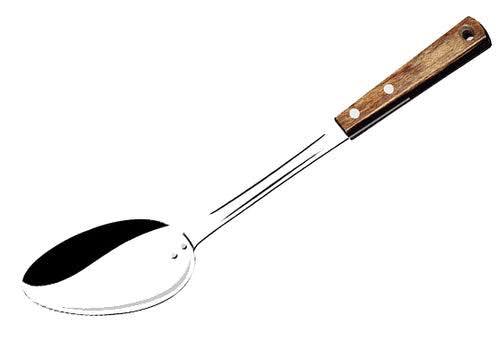 Rental store for STAINLESS SERVING SPOON WOOD PIERCED 13 in Denver NC