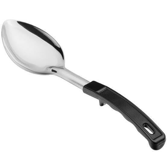 Rental store for STAINLESS SPOON PIERCED BLK HANDLE 13 in Denver NC