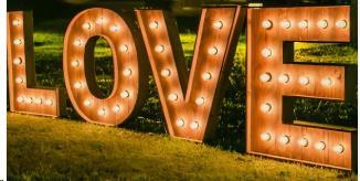 Where to rent LIGHTED RUSTIC LOVE SIGN in Denver NC